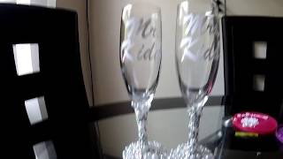 DIY Customized Rhinestone amp Pearl Embellished Wedding Toasting Flutes Champagne Glasses [upl. by Aiclid]