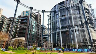 4K Kings Cross  Gasholder Park  Coal Drops Yard  London Walk [upl. by Ikeda328]