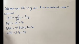 Calcular determinantes a partir de otro usando las propiedades de los determinantes [upl. by Leirum626]