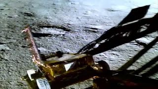 ISROs Pragyaan rover walks down the ramp onto the moon surface [upl. by Netsirhc]