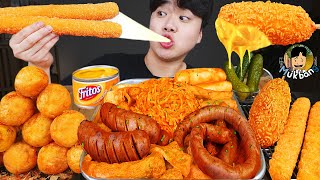 ASMR MUKBANG 직접 만든 대왕 가래떡 떡볶이 불닭볶음면 핫도그 먹방 amp 레시피 FIRE NOODLES AND Tteokbokki EATING SOUND [upl. by Jarl]