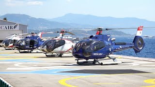 Airbus Helicopters H130 EC130B4 landing and take off at Monaco heliport  avgeek [upl. by Nivrae]