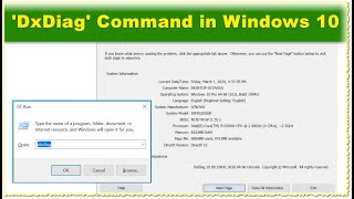 DxDiag Command in Windows 10  Windows Tutorial [upl. by Australia]