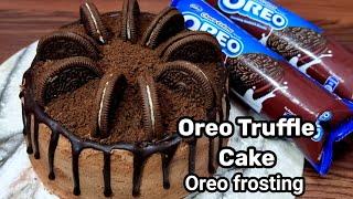 Oreo ChocolateTruffle CakeWith Easy Oreo Cream frostingChocolate cake eggless and without oven [upl. by Naivaf393]