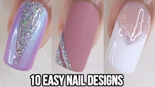 10 EASY GLITTER NAIL IDEAS NAIL ART COMPILATION [upl. by Sokcin]