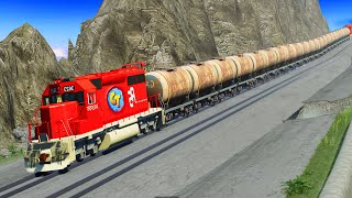 Train Accidents Derailments ✅ Super Downhill Total Disaster ✅ BeamNG DRIVE [upl. by Hutton659]