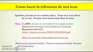 Tesis Como hacer la referencia de una tesis Normas APA 7ma 7° 7a edición 2024 Bibliografía [upl. by Merth]