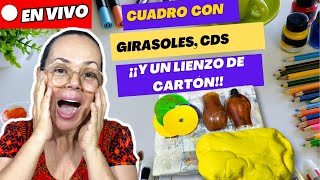 🔴CUADRO de GIRASOLES con CDs y Botellas Plásticas  Parte 2 [upl. by Ornas]