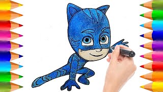 Cómo dibujar y colorear a Catboy de PJ Masks  Dibujos para niños [upl. by Peatroy]