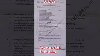 Pharmaceutical Engineering 202223 ।। Previous year question paper ।। BPharm 3rd Sem ।। BP304T ।। [upl. by Melc]