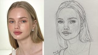 Learn to draw a beautiful girls face step by step using the Loomis method [upl. by Erdnaek879]