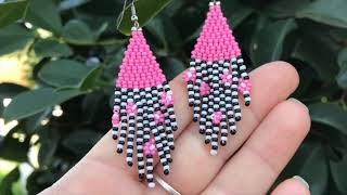 Fringe Earrings black and white with pop of pink [upl. by Nywnorb]