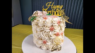 cake decoration with swirl whipping cream rosettes [upl. by Retrak264]