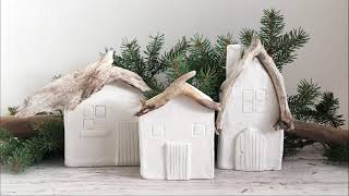 Christmas Cottages AirDry Clay  DIY Cottages [upl. by Trinetta]