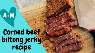 Biltong or jerky recipe from corned beef a tasty keto snack [upl. by Yennor]