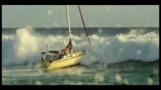 Point Panic Big Wave hits sailboat at Ala Moana Bowls in Waikiki [upl. by Jansen]