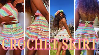 Easy Crochet ruffle layered Skirt Tutorial [upl. by Kinney]