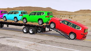 TRANSPORTING PIXAR CARS amp FRUITS WITH COLORED amp JOHN DEERE vs CLAAS vs TRACTORS  BeamNGdrive [upl. by Madi]