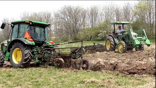 THIS WAS FUN Two Deere 5075e’s Oliver 565 Plow and John Deere RWA Disk [upl. by Anual]