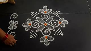 simple rangoli design 51dots small beautiful kolam daily muggulu Anusworld [upl. by Bolme]