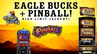 Eagle Bucks 🦅 Plus a MASSIVE high limit Pinball Jackpot 🎰 Live Slot play [upl. by Eahc]