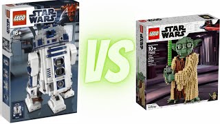 LEGO Star Wars UCS R2D2 vs Buildable Yoda Comparison 1022575308 vs 75255 [upl. by Aifoz]