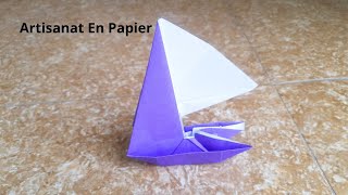 Bateau Voilier Origami  Voilier en Papier  Artisanat En Papier [upl. by Aetnahs739]