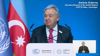 UN Secretary General António Guterres  COP 29  Baku Azerbaijan  12 November 2024  Just Stop Oil [upl. by Eaver]