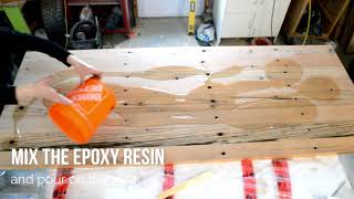 How to make an epoxy resin reclaimed wood desk top [upl. by Randell]