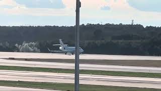 SAS Institute Dassault Falcon 900EX N7600S landing in RDU Airport [upl. by Aicats]