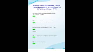 NURS100 NURS 100 ASSESSMENT 3 LATEST 2024 2025 UPDATE FUNDAMENTALS OF NURSING QS EN AS 100 CORRECT G [upl. by Hceicjow]