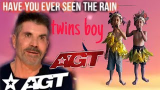 agt2024 best ferfomance twins brother sang the song have you ever seen the rain [upl. by Ahseinet]