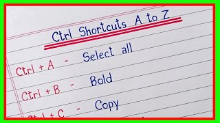 ctrl A to Z shortcut keys  ctrl shortcut keys A to Z  computer shortcut keys [upl. by Rekab]