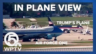 Air Force One Donald Trumps plane sidebyside on tarmac at Palm Beach International Airport [upl. by Purpura340]