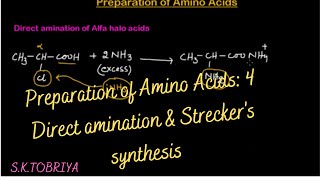 Amination of Alfa Halo acids  Streckers synthesis [upl. by Haidabo391]