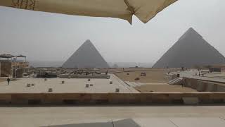 Breakfast at Khufus restaurant next to Gizas Pyramids in Cairo Egypt [upl. by Tat]