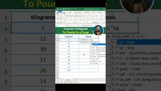 Excel Magic Convert Kilograms to Pounds in Seconds 😮 Excel Tutoring shorts [upl. by Sayer]