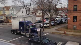 truck making tight turn on residental street [upl. by Vassell164]