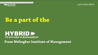 Hybrid PGDM Program  Welingkar Institute of Management  Jaro Education [upl. by Gonyea]