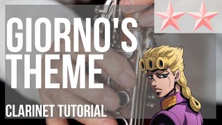 SUPER EASY How to play Giornos Theme Jojos Bizarre Adventure on Clarinet Tutorial [upl. by Robins]