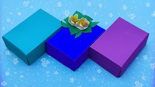 easy rectangle origami box  how to make a beautiful origami box [upl. by Eyahs806]