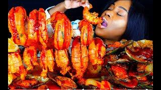 40 4x SPICY MEGA PRAWNS amp GREEN LIP MUSSELS SEAFOOD BOIL MUKBANG CHALLENGE  EAT SPICY WITH TEE [upl. by Wardieu]