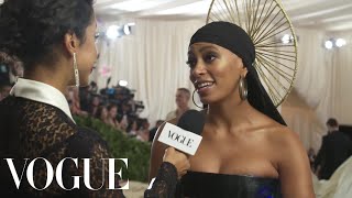 Solange on Her Braided Halo amp Performing With Beyoncé at Coachella  Met Gala 2018 With Liza Koshy [upl. by Loy]