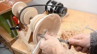 Turning a bowl on the homemade lathe [upl. by Malca]