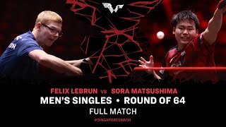 FULL MATCH  Sora MATSUSHIMA vs Felix LEBRUN  MS R64  SingaporeSmash 2024 [upl. by Lyrrehs463]