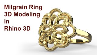 Jewelry CAD Design Tutorial Milgrain Fashion Ring 3D Modeling 133 [upl. by Nalyk]