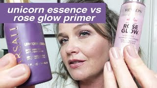 New ROSE GLOW PRIMER vs UNICORN ESSENCE Product comparison and demonstration [upl. by Haeluj572]