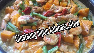 How to cook Ginataang hipon kalabasa at sitaweasy and quick recipe [upl. by Alleda834]