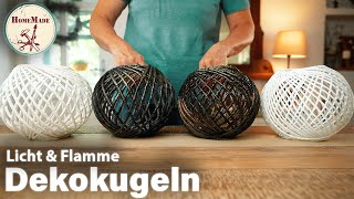 DIY  Dekokugeln einfach selber machen  Tischlampe aus Garn und Zement  Stylische Kugelleuchte [upl. by Pulling]