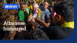 Albanese gets green and gold welcome to Samoan village at CHOGM  ABC NEWS [upl. by Ratcliffe951]